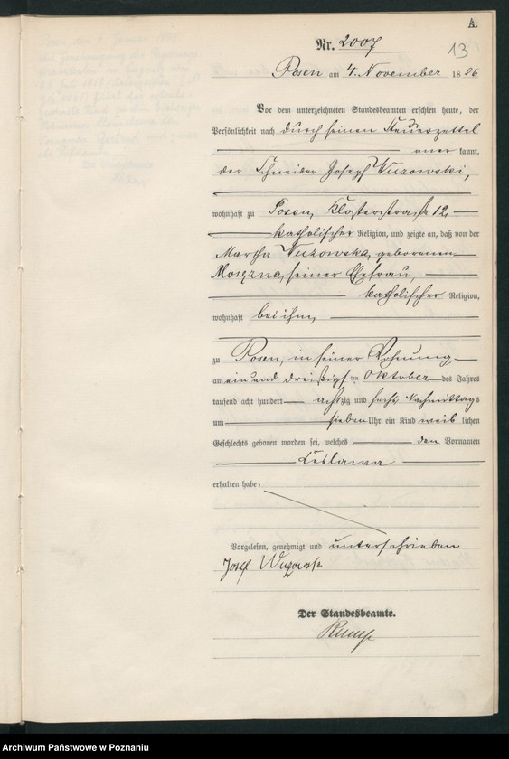 Obraz 16 z jednostki "Księga urodzeń t. V"