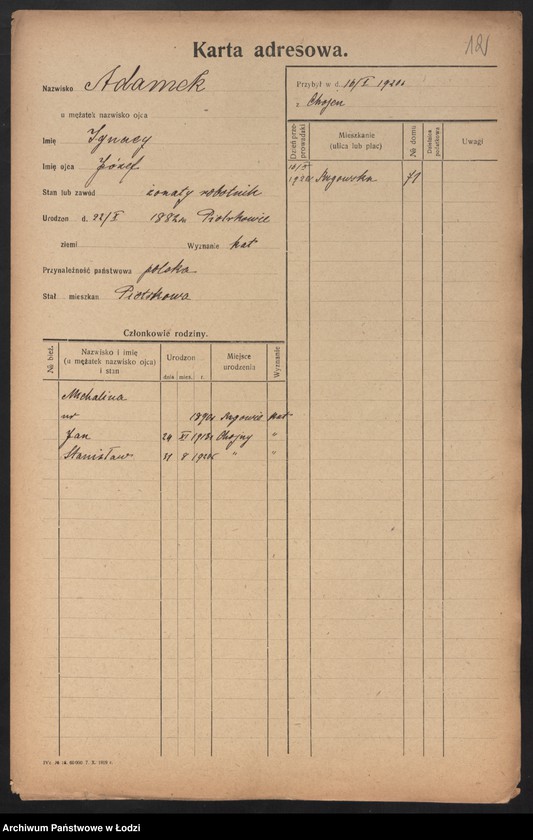 Obraz 14 z jednostki "[Spis ludności Łodzi] Adamek - Adaś"
