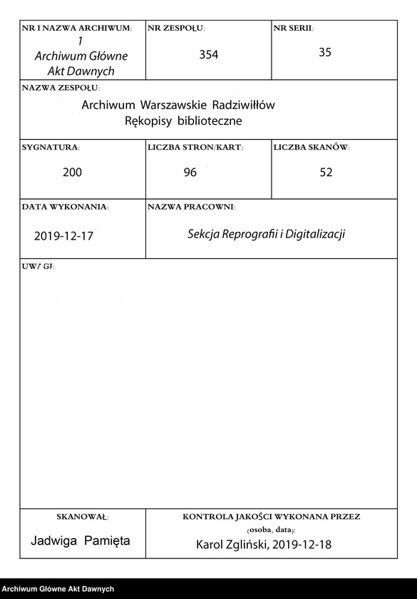 image.from.unit.number "„Moda bardzo dobra smażenia różnych konfektów i innych słodkości, a także przyrządzania wszelakich potraw, pieczenia chleba i inne sekreta gospodarskie i kuchenne” (brak karty tytułowej, wycięta w celu zatarcia proweniencji)."