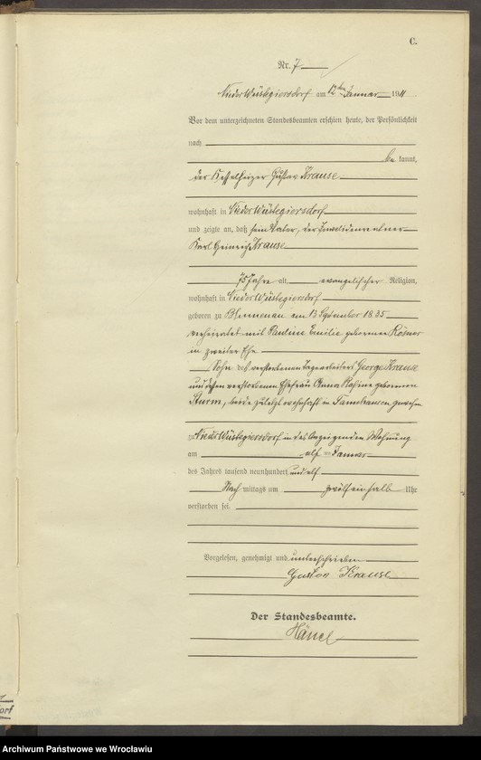 image.from.unit.number "Sterbe-Haupt-Register Nieder Wüstegiersdorf (Głuszyca) 1911"