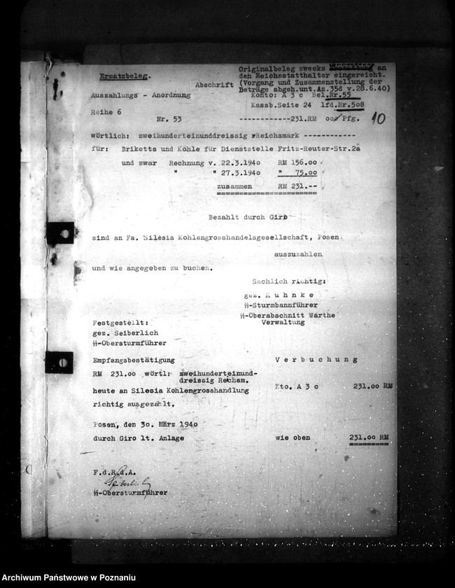 Obraz 14 z jednostki "Errichtung eines Selbstschutzes im Warthegau- Vorschuss"