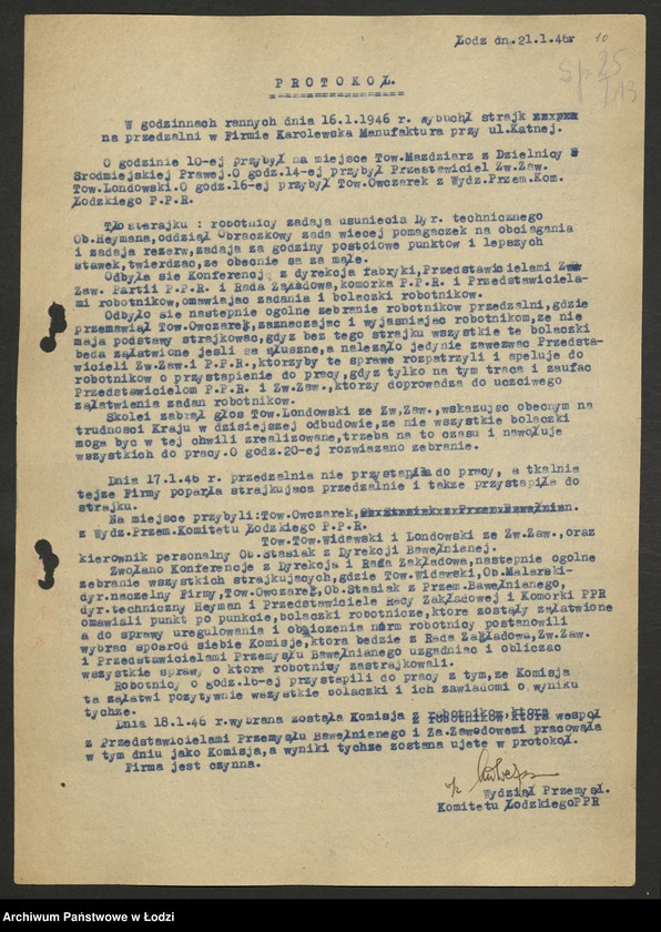 Obraz 11 z jednostki "Sprawozdania ze strajków według zakładów"