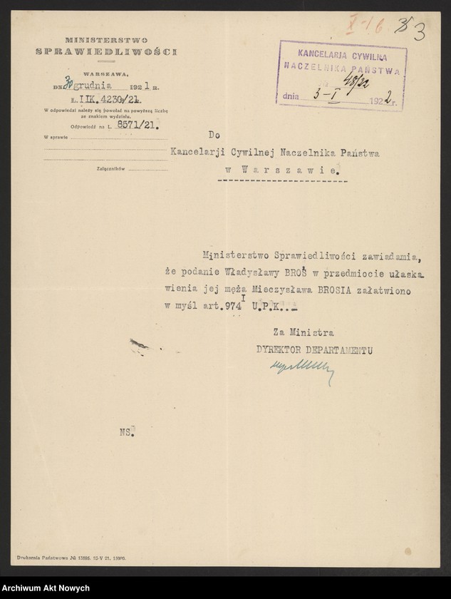 image.from.unit.number "Ułaskawienia z b. Kongresówki - nieuwzględnione, dotyczące zabójstw, napadów zbrojnych, rabunkowych, pokątnego gorzelnictwa, gwałtu, deprawacji, wymuszeń, łapownictwa, wyroków: o kradzieże dokonane min. przez Rosjan b. żołnierzy armii Wrangla, o przemyt przez granicę pruską, a także o zdradę i wstąpienie do armii bolszewickiej"