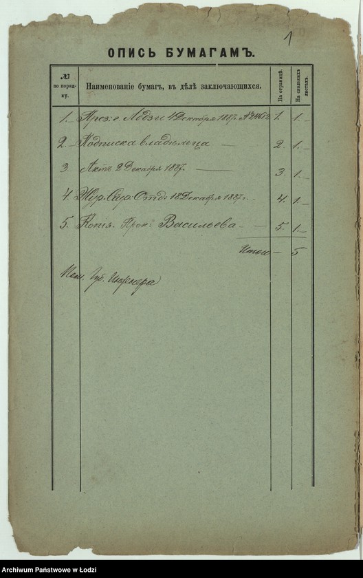 Obraz z jednostki "O postrojkě Prokofìem˝ Vasil´evym˝ kamen[nago] 2h˝ êtaž[nago] s˝ trempelem˝ žilago fligelâ, pod No 698 po Petrokovskoj ul[ice] v˝ g[orode] Lodzi"