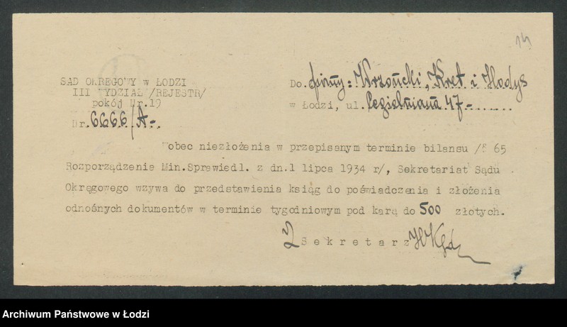 Obraz 16 z jednostki "Wrzonecki, Kret i Hodys- handel manufakturą"