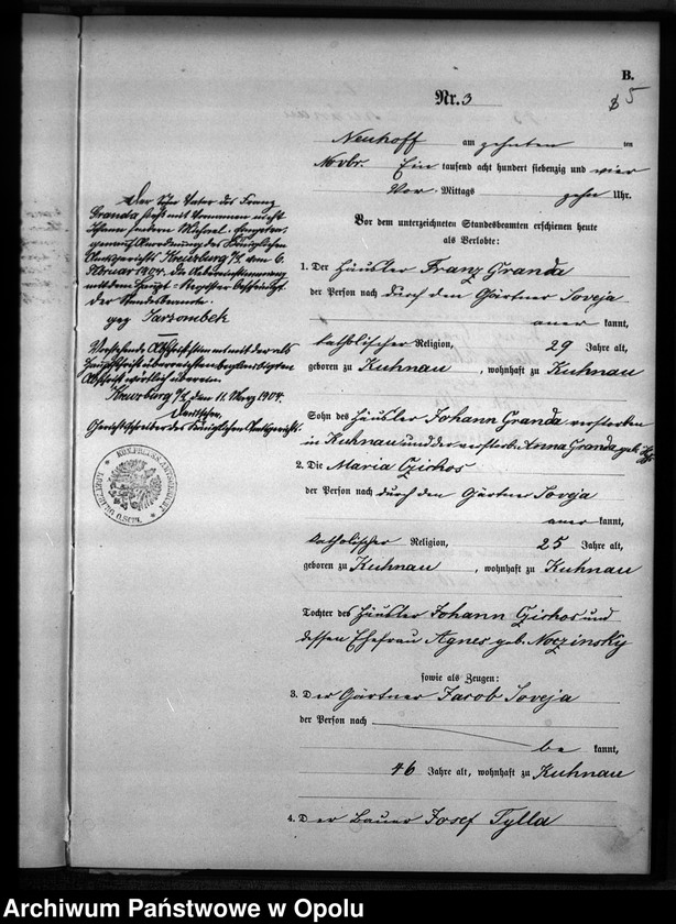 Obraz 8 z jednostki "Heiraths-Neben-Register Kuhnau 1874"