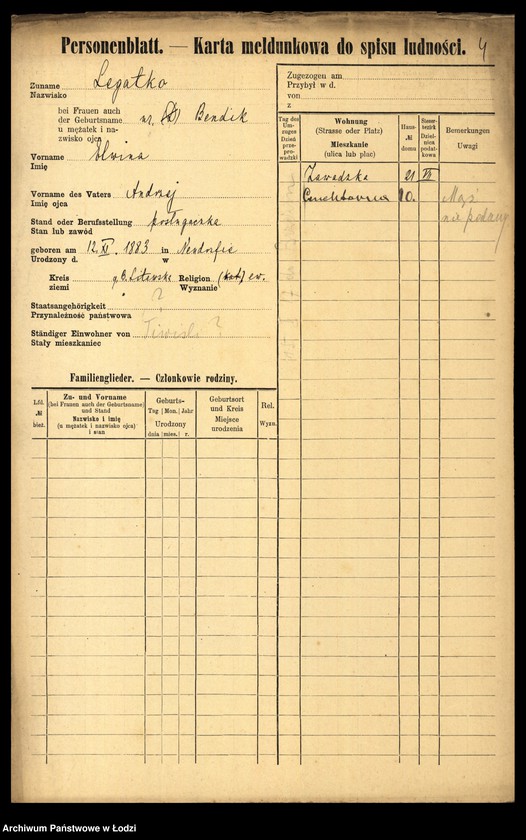 Obraz 6 z jednostki "[Spis ludności Łodzi] Legart - Lemke"
