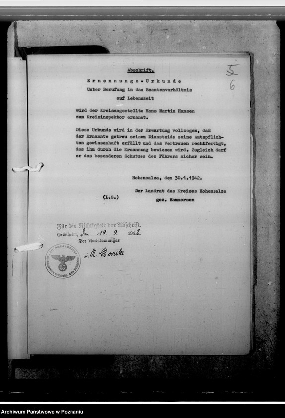 Obraz 10 z jednostki "Hansen, Hans- Martin - komisarz obwodowy"