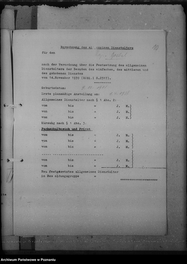 Obraz 14 z jednostki "Erlasse und Verfügungen betr. Festsetzung des allgemeinen Dienstalters der Beamten"