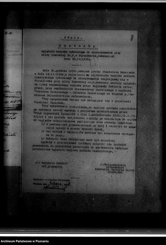 Obraz 12 z jednostki "Zatwierdzenie zakładu przemysłowego /rzeźni i wyrobów mięsnych/ St. Banaszaka w Strzałkowie powiat wrzesiński"