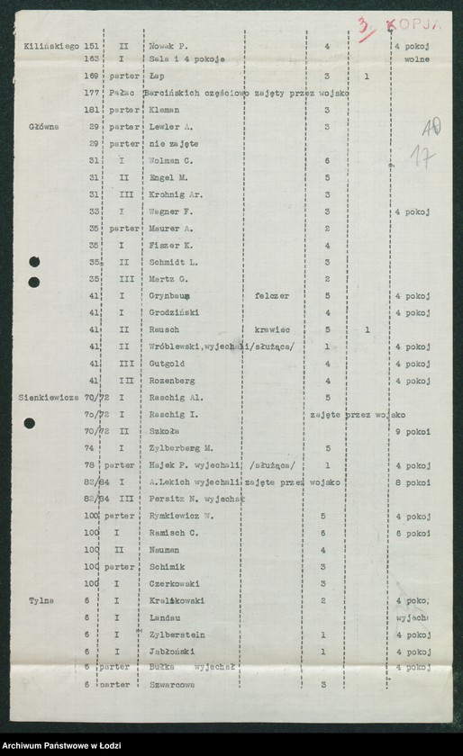Obraz 19 z jednostki "[Akta XI Komisariatu Milicji Obywatelskiej - protokoły zajść ulicznych, aresztowań i osób zaginionych oraz spisy wolnych mieszkań]"
