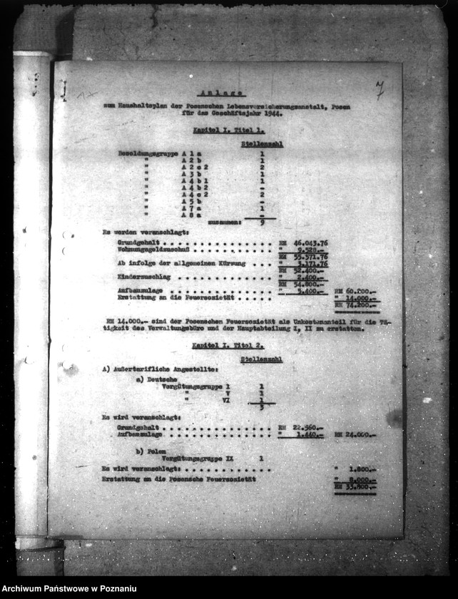 Obraz 12 z jednostki "Haushaltspläne der Posenschen Feuer- und Lebensversicherung"