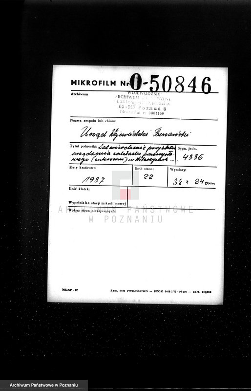 Obraz 2 z jednostki "Zatwierdzenie projektu urządzenia zakładu przemysłowego /cukrowni/ w Witaszycach pow. jarociński"