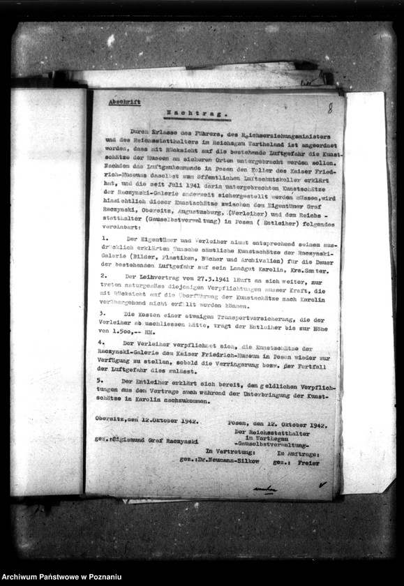 Obraz 12 z jednostki "Leihvertrag - Raczynski Gemälde-Galerie."