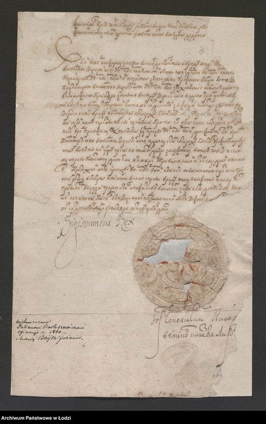 image.from.unit.number "Zygmunt III król Polski etc. ustanawia Łukasza Kopcia podkomorzym brzeskim. [1610, 15 IX]"