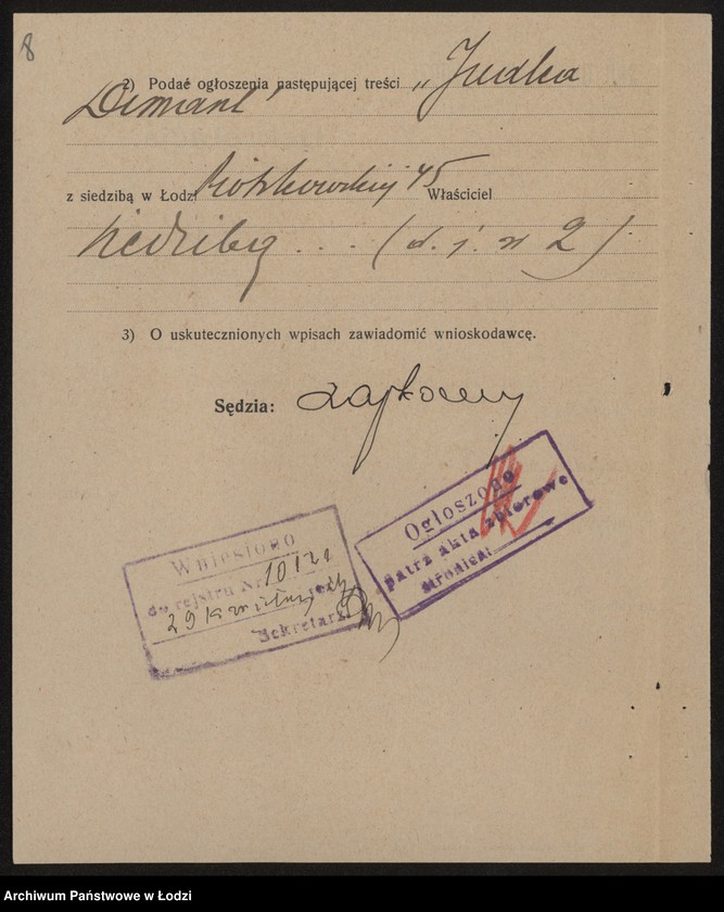 image.from.unit.number "Judka Dimant – drobna sprzedaż towarów bawełnianych"