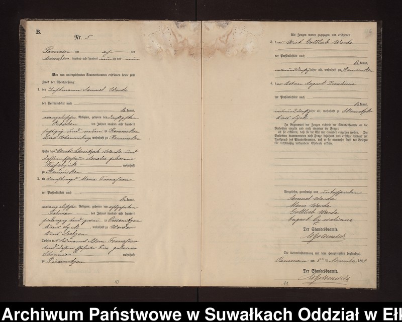 Obraz 9 z jednostki "Heiraths-Neben-Register des Preussischen Standes-Amtes Neuhoff Kreis Loetzen"
