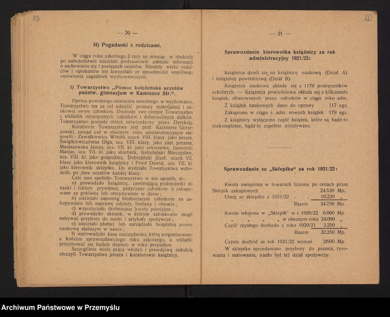 image.from.unit.number "IV Sprawozdanie Dyrekcji Gimnazjum Państwowego im. Kornela Ujejskiego w Kamionce Strumiłowej za rok szkolny 1921/22"