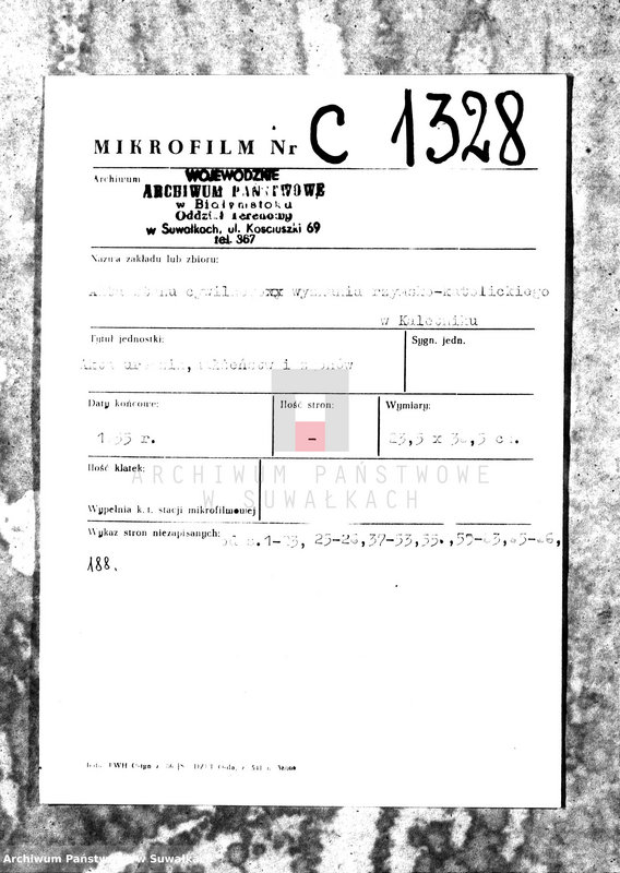 image.from.unit.number "Duplikat Aktów Urodzonych, Zaślubionych i Zmarłych Parafii Katolickiej Kaletnik z Roku 1855"