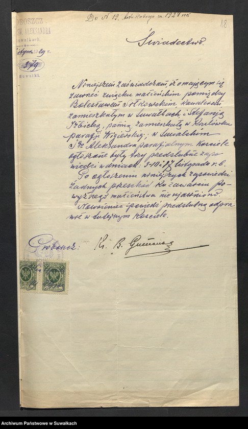 image.from.unit.number "Aneksa do Aktów Ślubnych Rz-Katolickiej parafji Wigierskiej za 1929 rok"