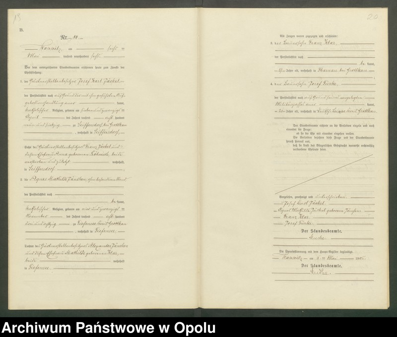 Obraz 13 z jednostki "Heiraths-Neben-Register Standesamts Koppitz pro 1906"