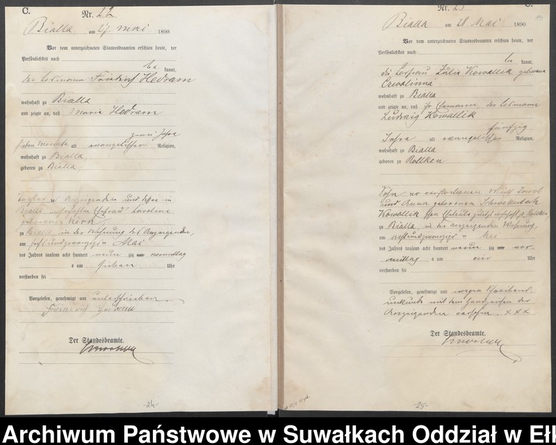 image.from.unit.number "Sterbe-Haupt-Register des Königlichen Preussischen Standes-Amtes Bialla Kreis Johannisburg"