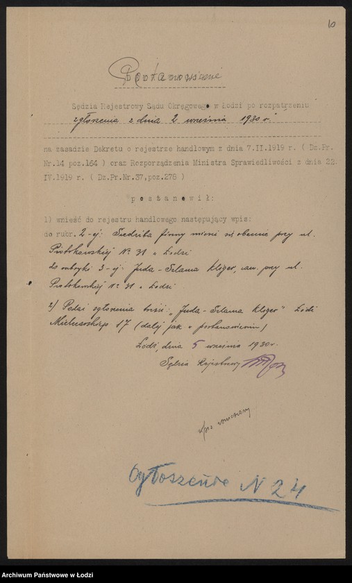 Obraz 12 z jednostki "Juda Szlama Kliger- drobna sprzedaż na raty towarów wełnianych i półwełnianych krajowych"