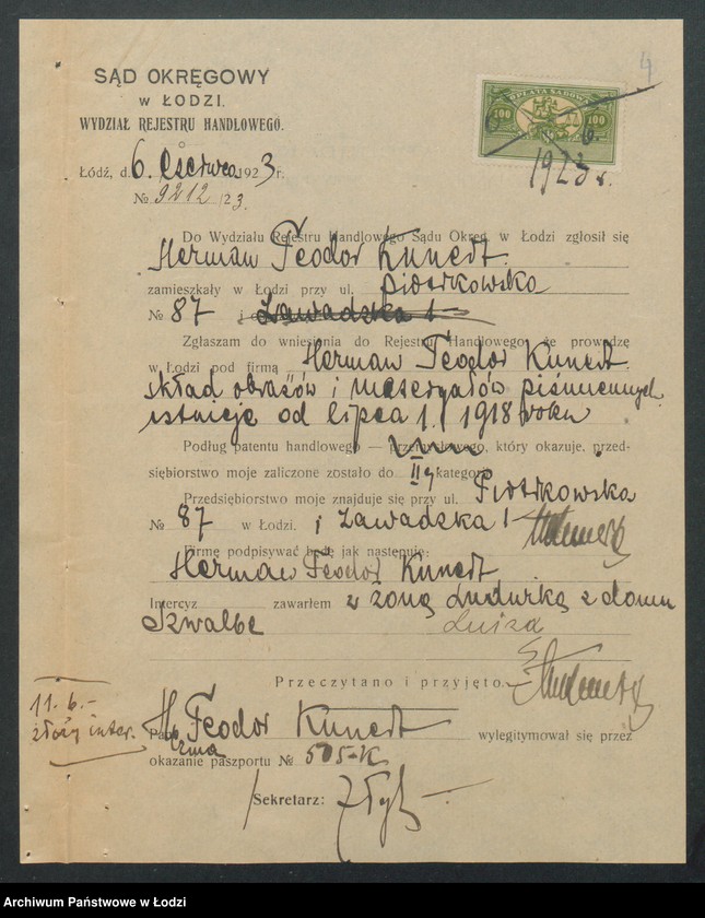 Obraz 6 z jednostki "Herman Teodor Kunert – skład obrazów i materiałów piśmiennych"