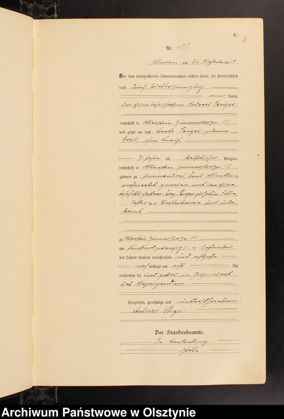 image.from.unit.number "Sterbe-Haupt-Register Tom II, Nr 600-877"