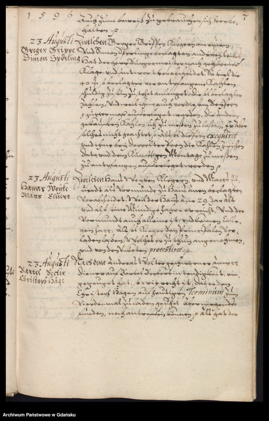 image.from.unit.number "Bürgermeisterliches Ambtbuch H. Johan von der Linden Praesidirenden Bürgermeisters […] vom [21.VIII.-31.XII.1596] Das ander No. 5 /indeks/"