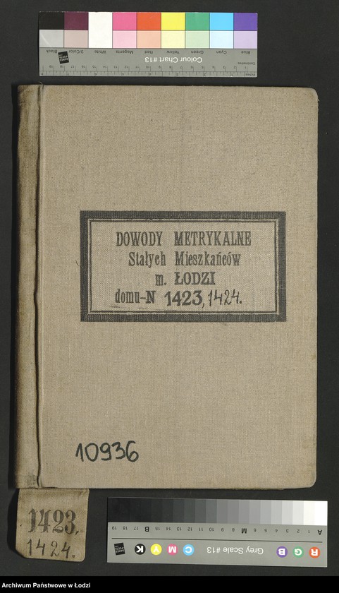 Obraz 2 z jednostki "Dowody metrykalne stałych mieszkańców m. Łodzi nr domu 1423-1424"