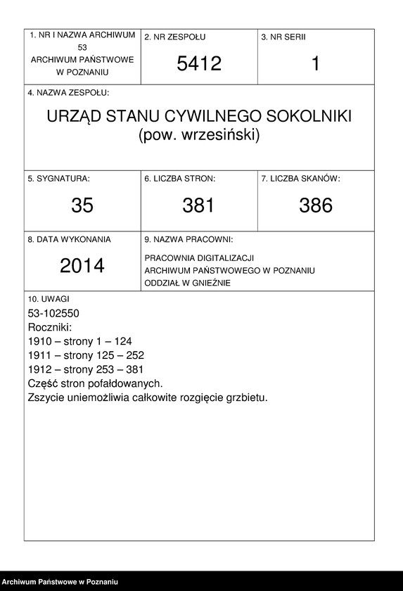 Obraz 1 z jednostki "Księga urodzeń [Rejestr główny urodzeń]"