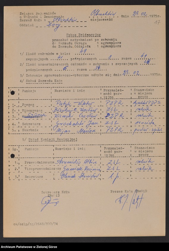 image.from.unit.number "Oddział Powiatowy ZBoWiD w Żarach. Kampania wyborcza. Zebrania sprawozdawczo-wyborcze i wykazy ewidencyjne kół terenowych "