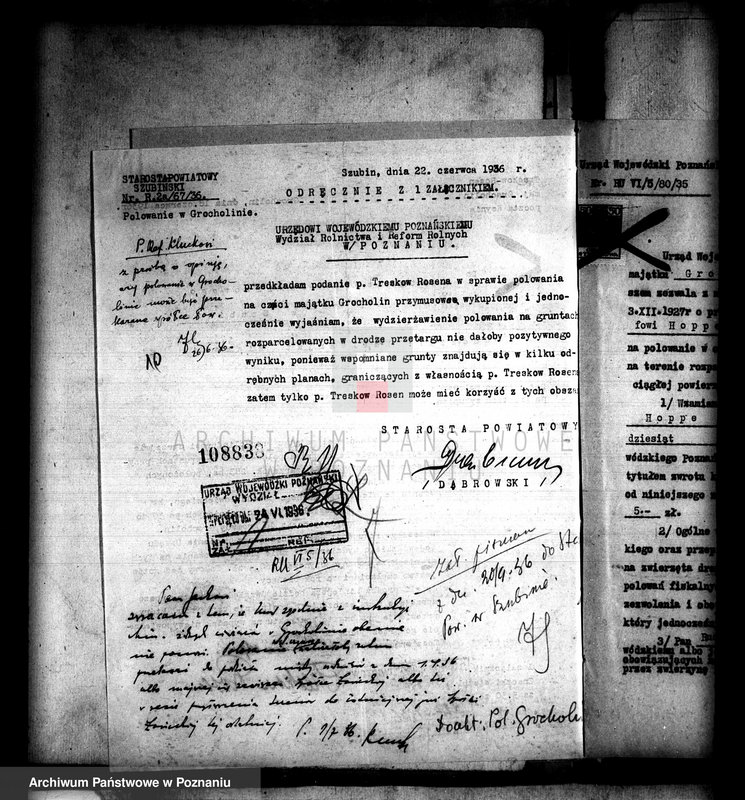 Obraz 14 z jednostki "/Majątek Grocholin prawo polowania na gruntach wykupionych/"