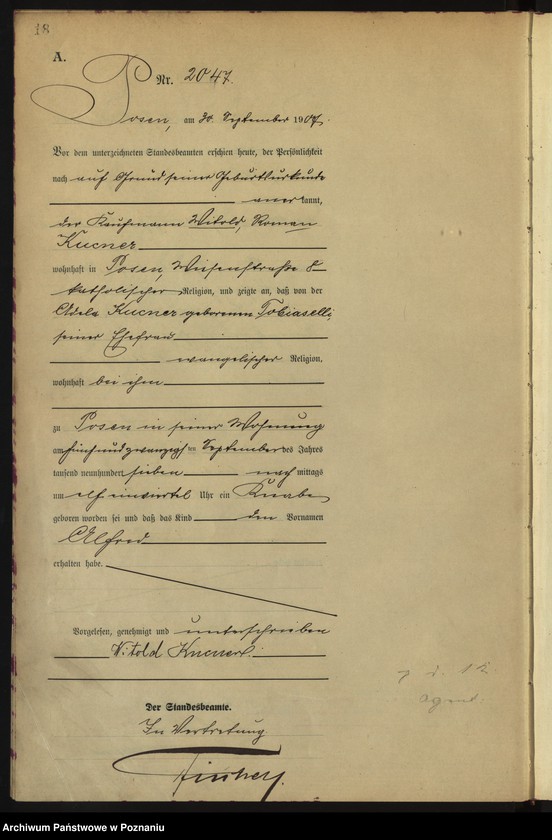 Obraz 20 z jednostki "Księga miejscowa urodzeń tom V [Rejestr główny urodzeń]"