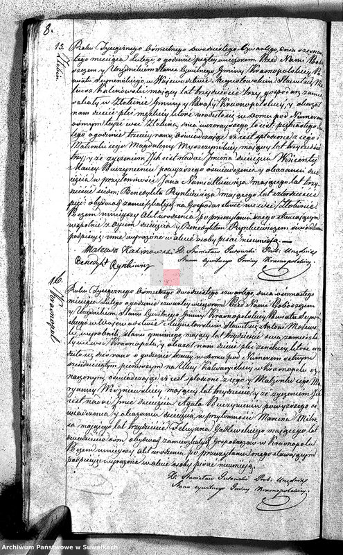 image.from.unit.number "Akta Urodzonych Gminy Krasnopolskiey Powiatu Seyneńskiego R-ku 1824 dnia 1 Stycznia .Województwo Augstowskie."