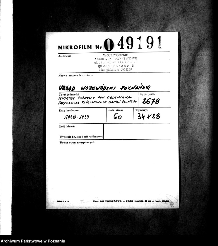 image.from.unit.number "Majątek Rożnowo powiatu obornickiego parcelacja Państwowego Banku Rolnego"