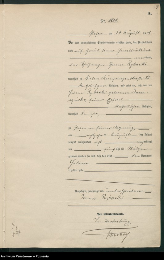 Obraz 11 z jednostki "Księga miejscowa urodzeń tom IV [Rejestr główny urodzeń]"