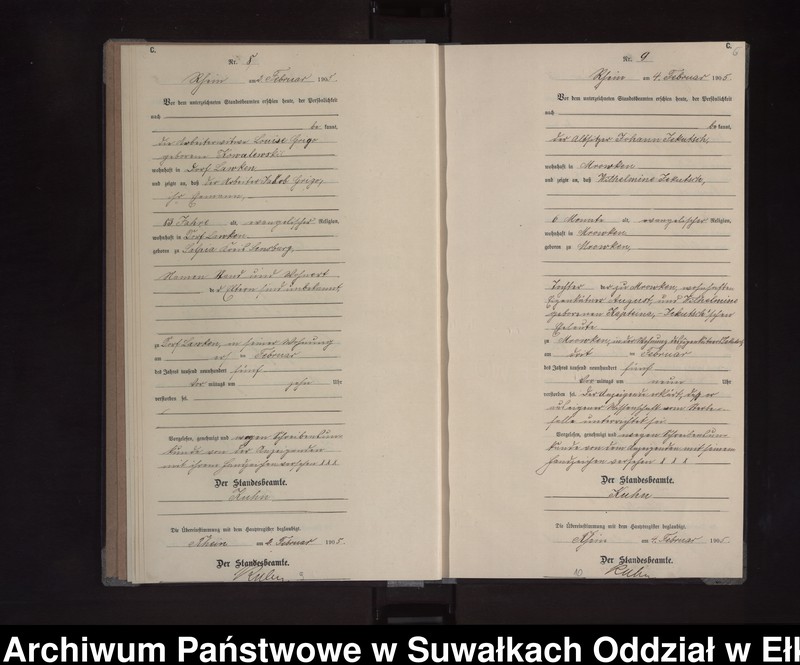 image.from.unit.number "Sterbe-Neben-Register des Königlichen Preussischen Standes-Amtes Orlen Kreis Lötzen"
