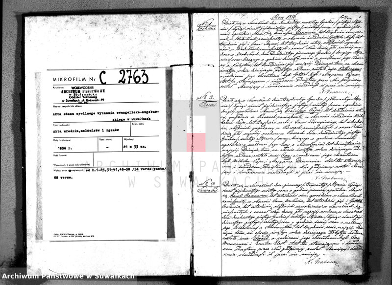 image.from.unit.number "Duplikat Akt Urodzonych, Zaślubionych i Zeszłych Parafij Ewangelicko-Augsburgskiej Suwałki za rok 1856"