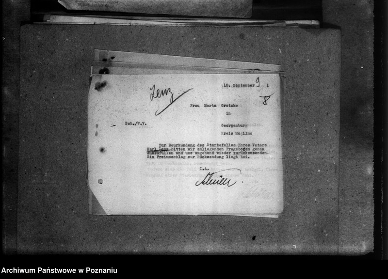 Obraz 13 z jednostki "Korespondencja w sprawie Niemców z różnych powiatów, którzy zginęli w 1939 roku"