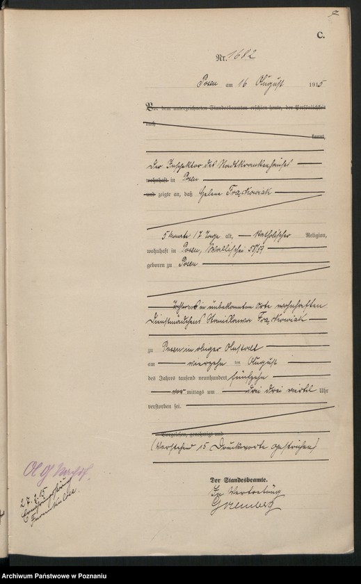 Obraz 9 z jednostki "Księga miejscowa zgonów tom IV [Rejestr główny zgonów]"