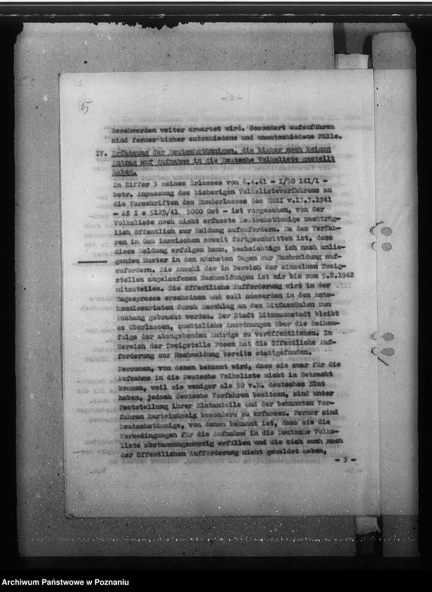 Obraz 9 z jednostki "Zarządzenia w sprawie zmiany kategorii Volksdeutschów, uproszczenia postępowania i informowania w zakresie zmian w sprawach listy narodowej"