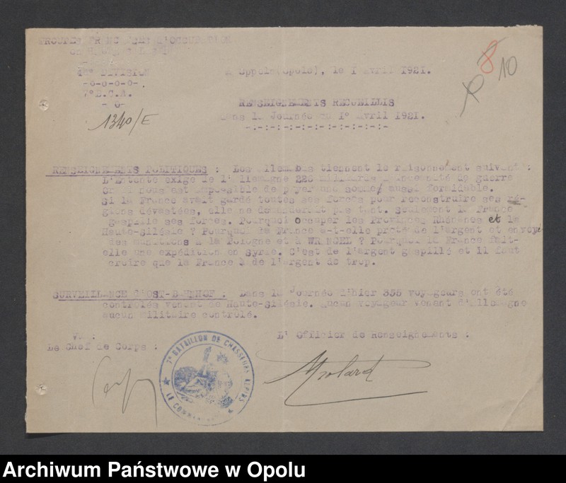 Obraz 13 z jednostki "/Meldunki dzienne o sytuacji w rejonach postoju wojsk - wiadomości ekonomiczne, polityczne i wojskowe, m.in. propaganda komunistyczna/ IV 1921"