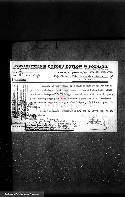 Obraz 5 z jednostki "Gorzelnia majątku Próchnowo pow. chodzieski zatwierdzenie kotła parowego"