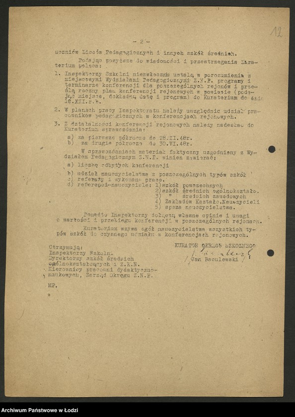 Obraz 7 z jednostki "Kuratorium Okręgu Szkolnego; sprawozdania, okólniki, korespondencja"