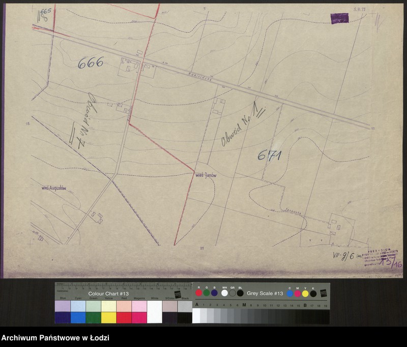 Obraz 1 z jednostki "Plan m. Łodzi 1:2000 z oznaczeniem podziału miasta na Obwody Komitetów Blokowych. Sekcja SO 17"