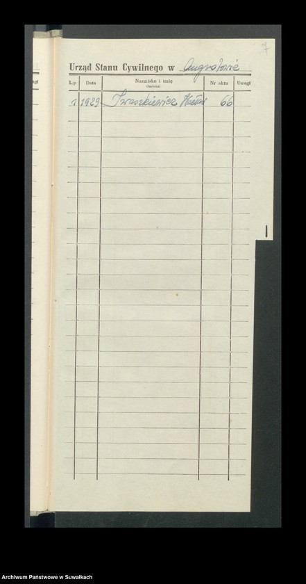 image.from.unit.number "Zgon Urząd Stanu Cywilnego w Augustowie Skorowidz Alfabetyczny rok 1927"