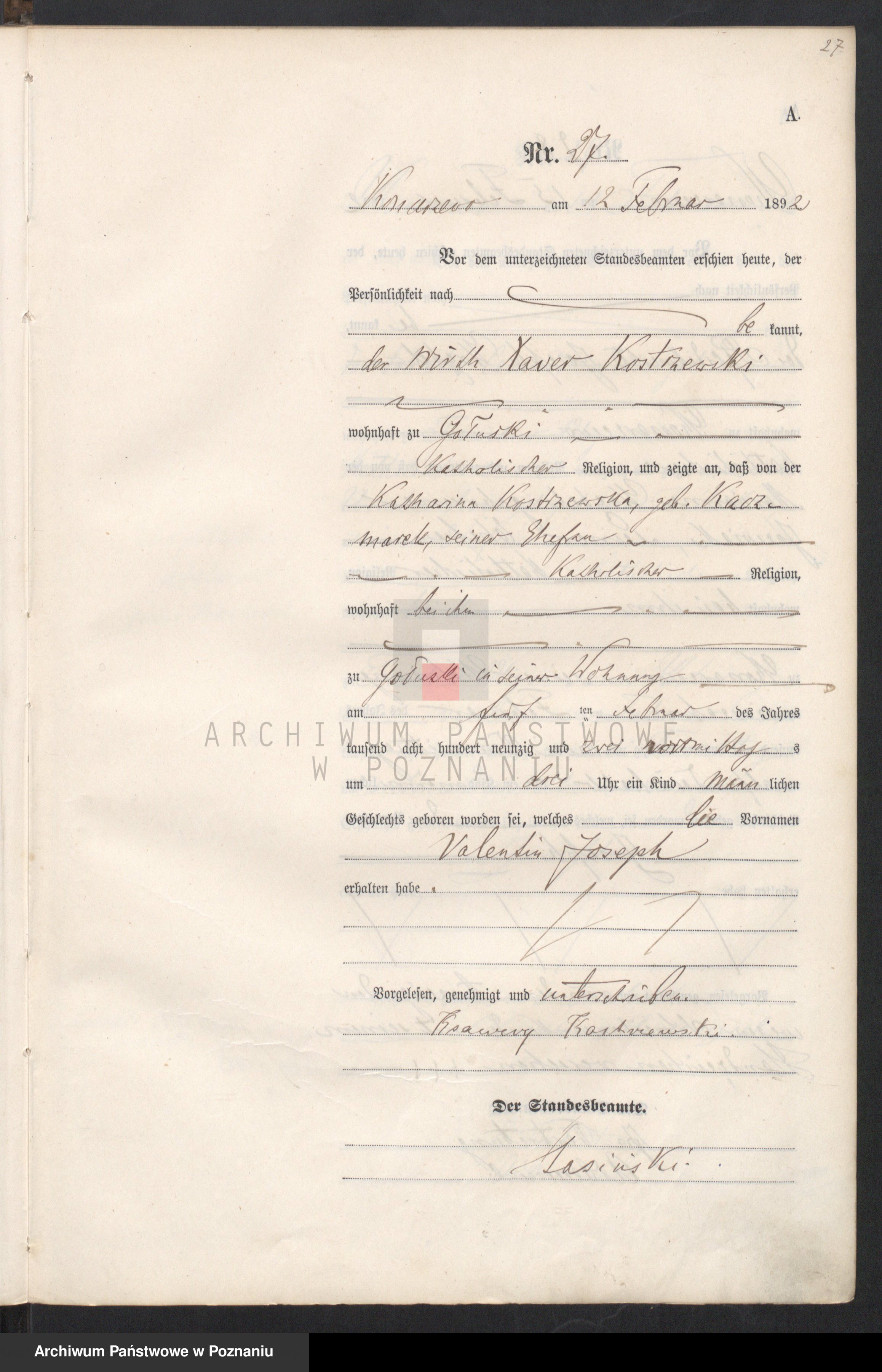 Skan z jednostki: Księga urodzeń