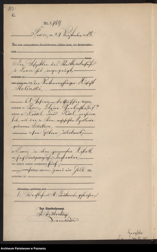 Obraz 12 z jednostki "Księga miejscowa zgonów tom VI"